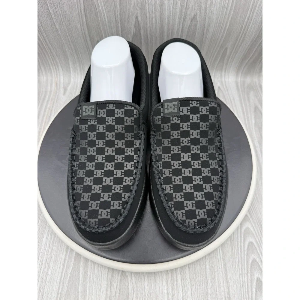 DC Villain 2 Slip On Mens Size 9 Black Leather Casual Skate Shoes Loafers NEW